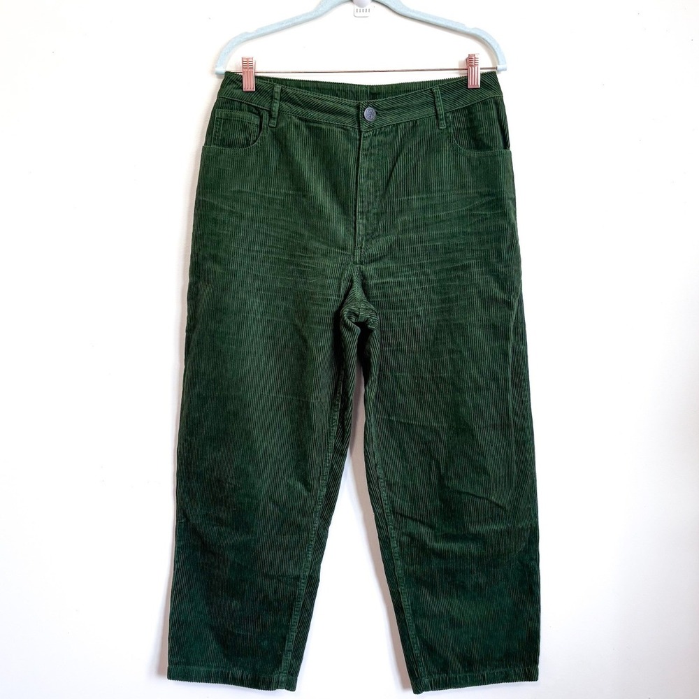Lucy & Yak Womens Corduroy Wide Leg Pants W30 (32X24) Green 100% Organic Cotton